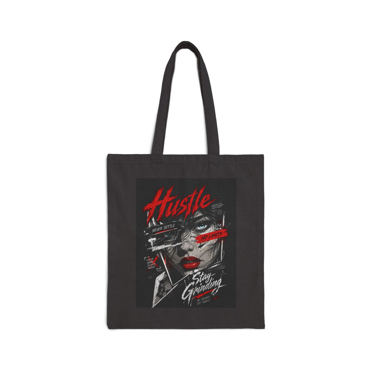 Tote Bag — "Hustle Stay Grinding" Retro Graphic Canvas Tote