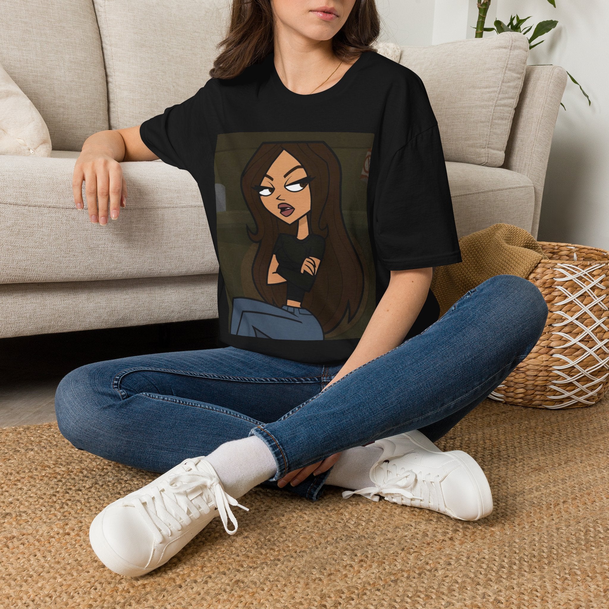 Edgy Cartoon Girl Graphic Tee — Attitude Illustration T-Shirt