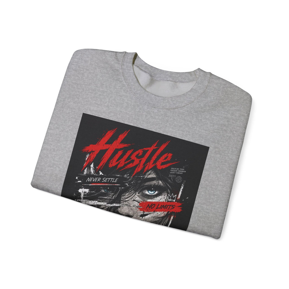 Crewneck Sweatshirt — 'Hustle' Graphic Streetwear Sweatshirt (Stay Grinding)