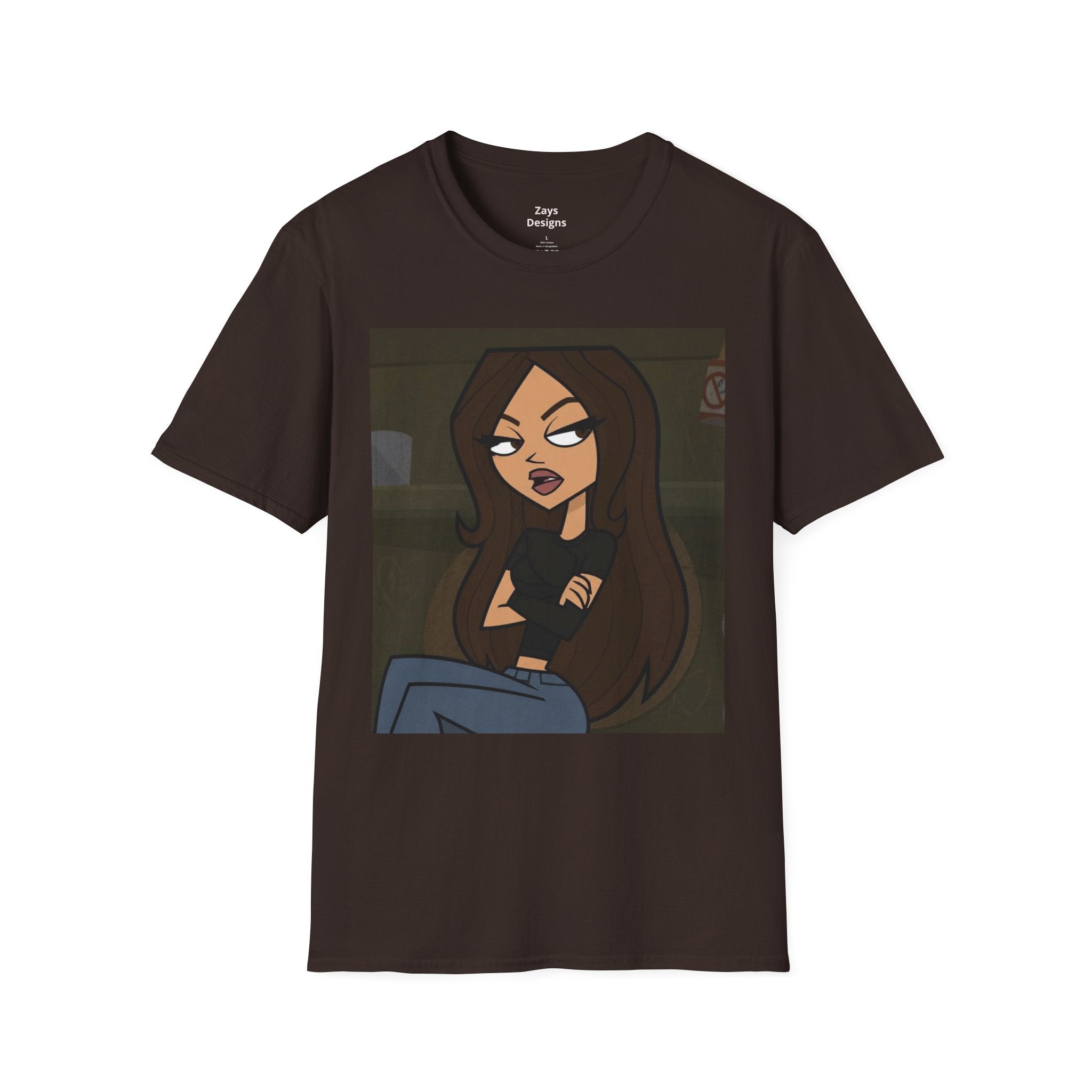 Edgy Cartoon Girl Graphic Tee — Attitude Illustration T-Shirt