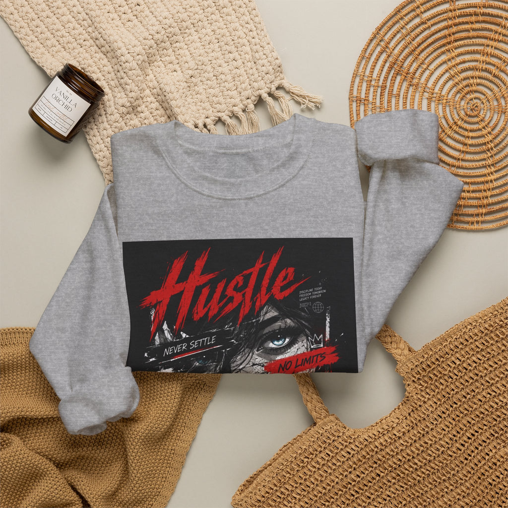 Crewneck Sweatshirt — 'Hustle' Graphic Streetwear Sweatshirt (Stay Grinding)