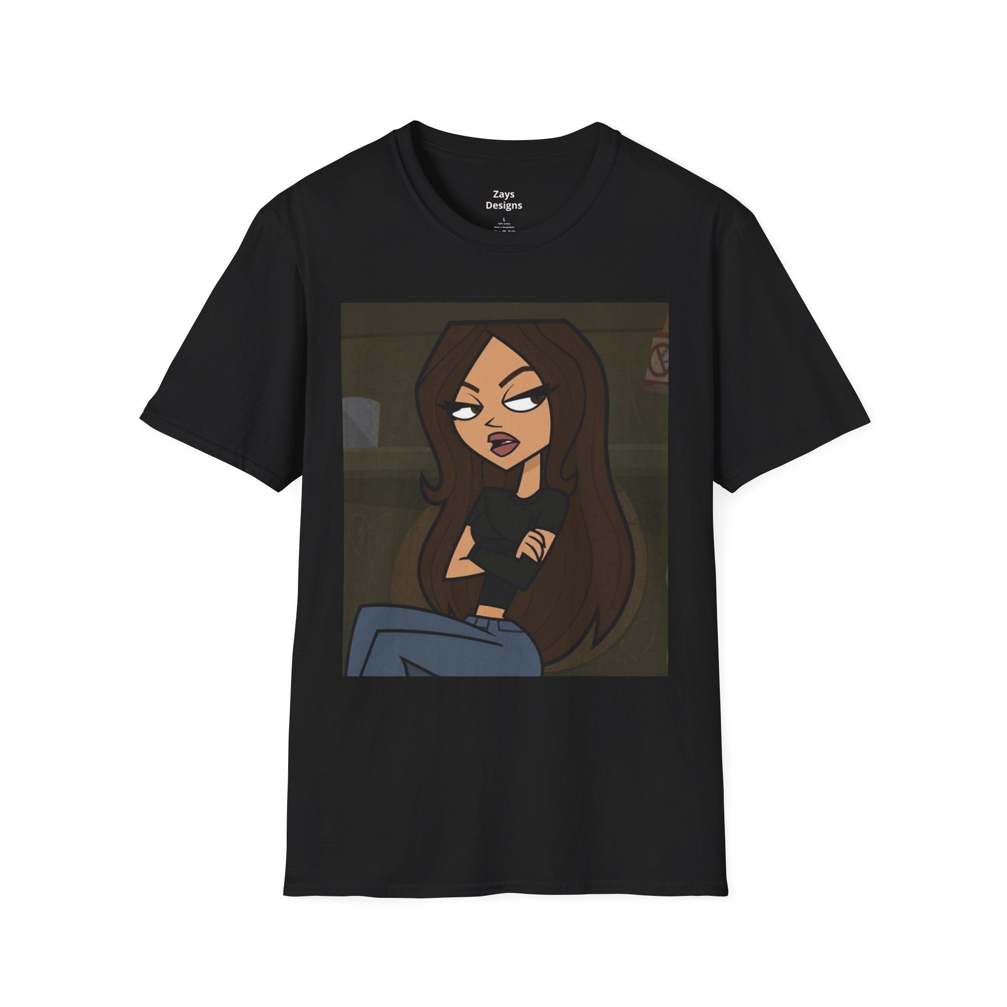 Edgy Cartoon Girl Graphic Tee — Attitude Illustration T-Shirt