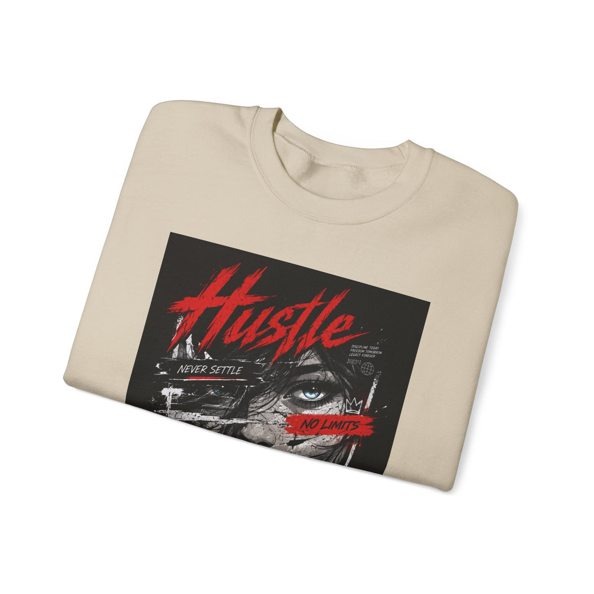 Crewneck Sweatshirt — 'Hustle' Graphic Streetwear Sweatshirt (Stay Grinding)