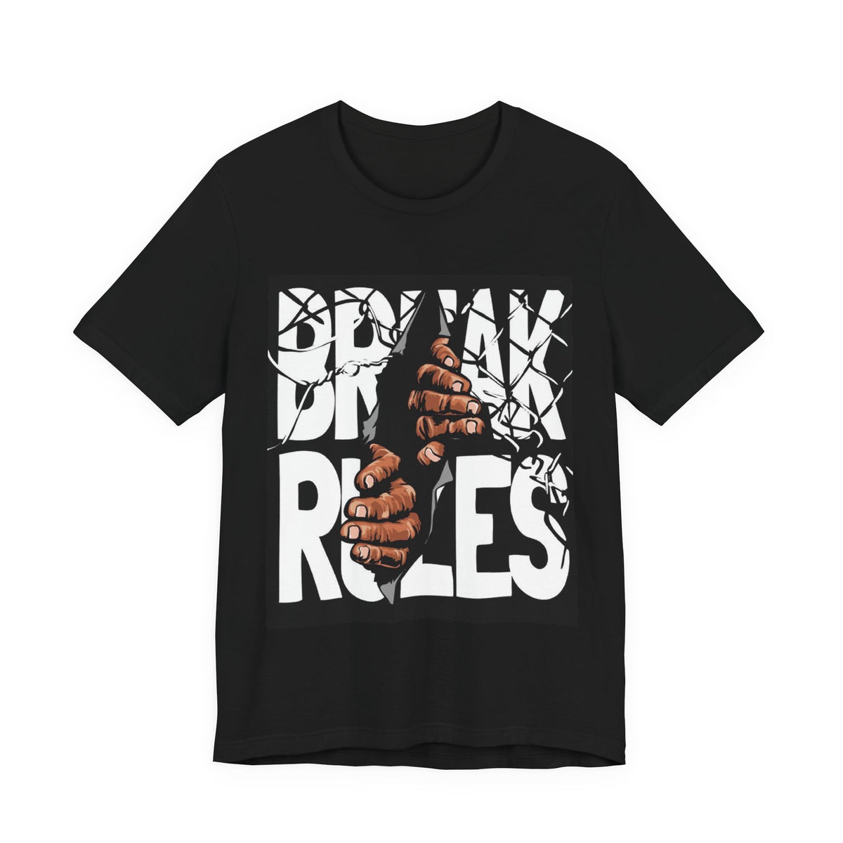 Break Rules Graphic Tee — Hands Breaking Chains Streetwear T-Shirt