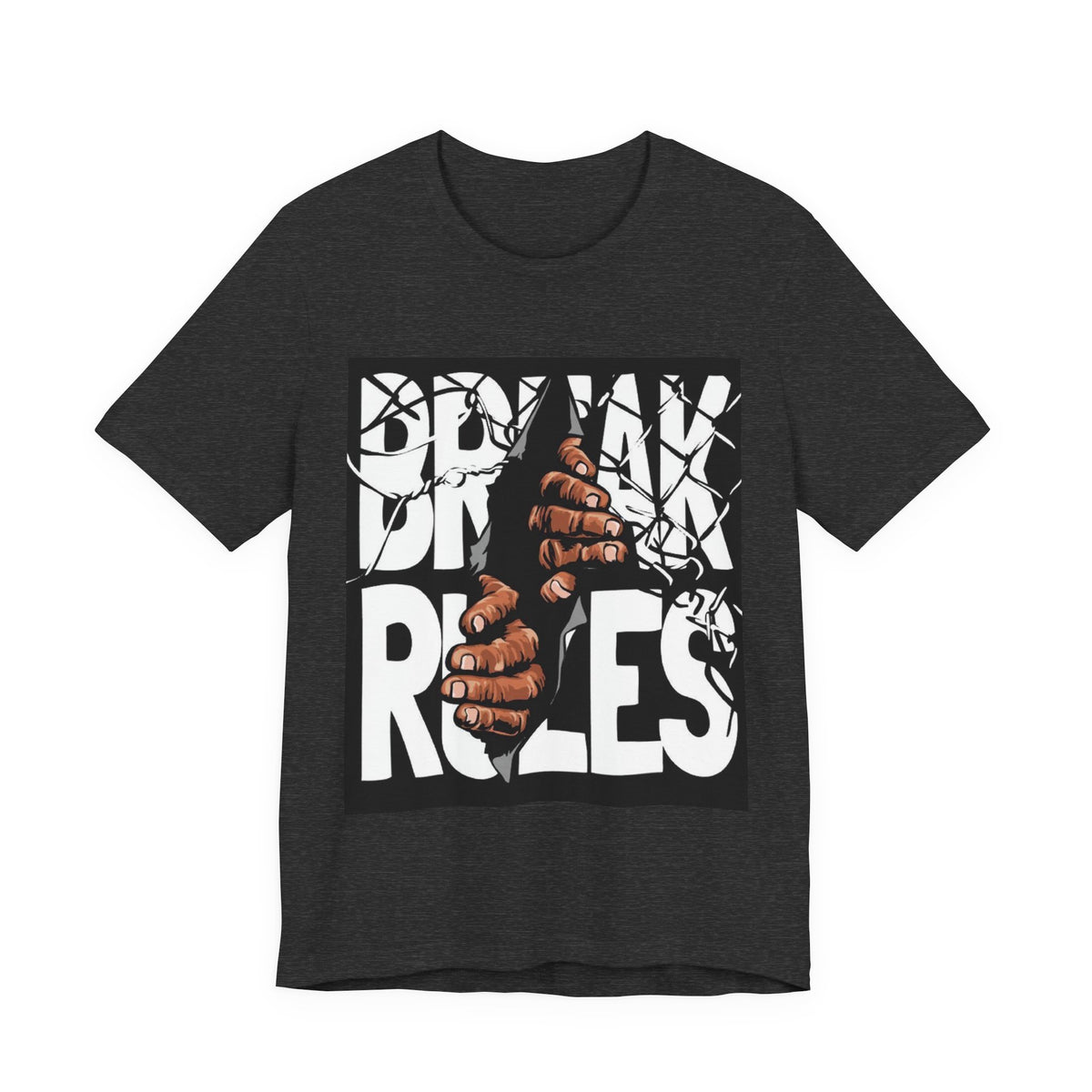 Break Rules Graphic Tee — Hands Breaking Chains Streetwear T-Shirt