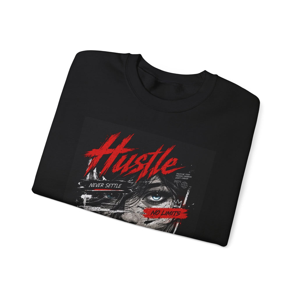 Crewneck Sweatshirt — 'Hustle' Graphic Streetwear Sweatshirt (Stay Grinding)