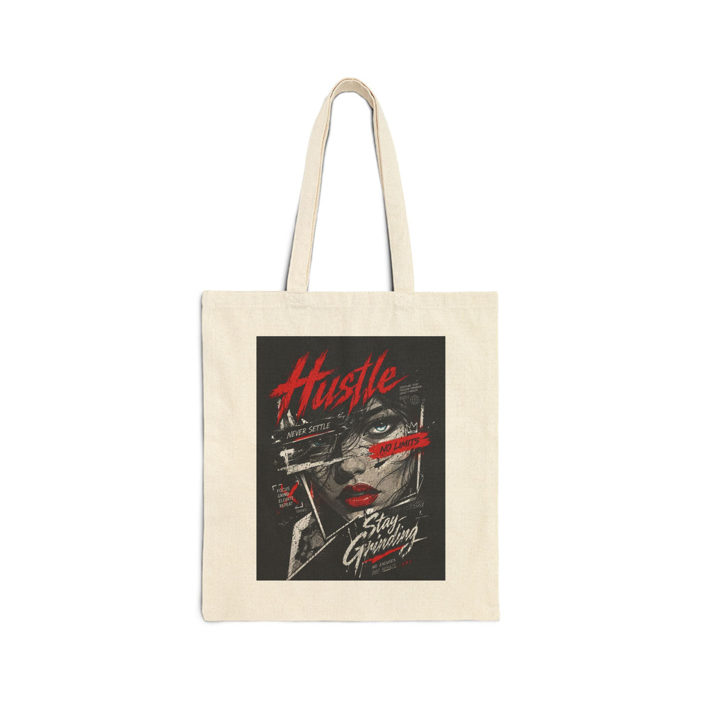 Tote Bag — "Hustle Stay Grinding" Retro Graphic Canvas Tote