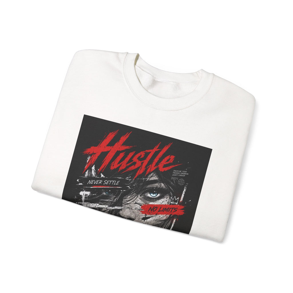 Crewneck Sweatshirt — 'Hustle' Graphic Streetwear Sweatshirt (Stay Grinding)