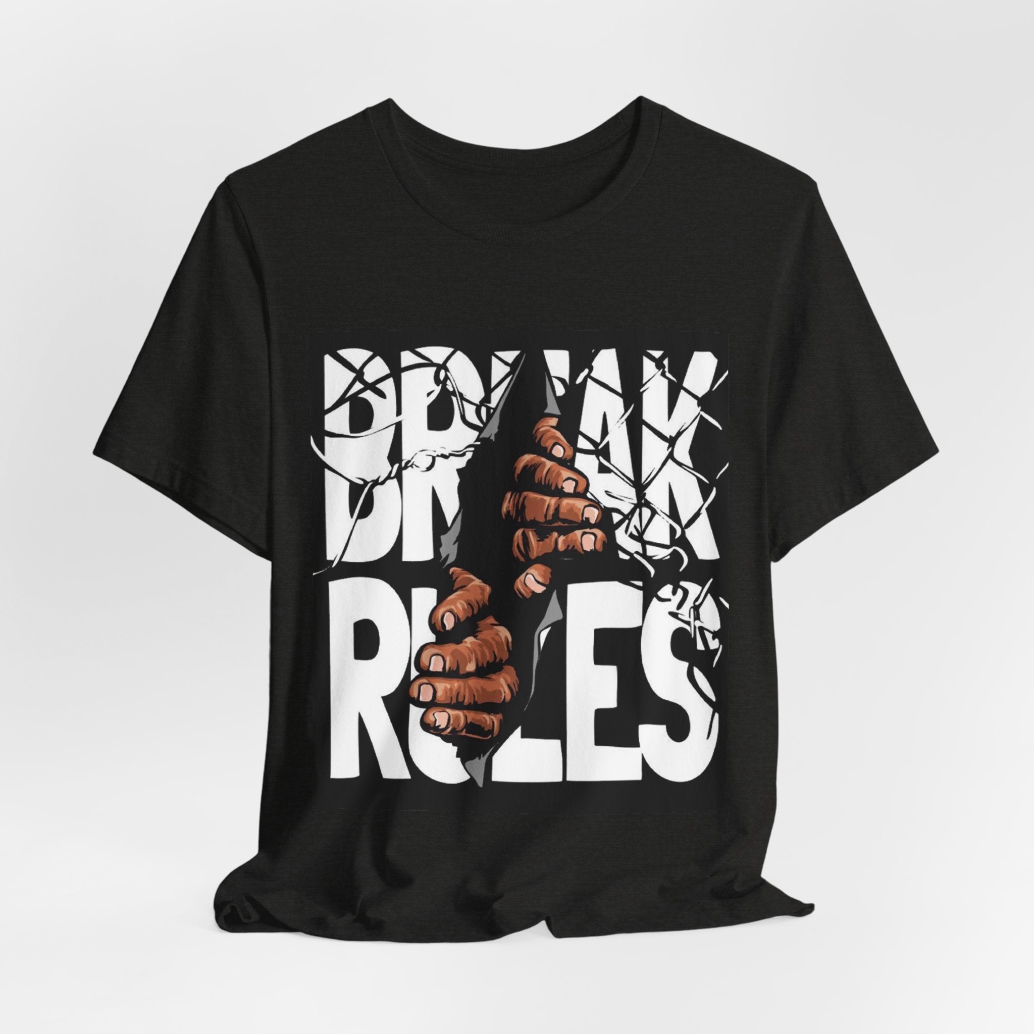 Break Rules Graphic Tee — Hands Breaking Chains Streetwear T-Shirt
