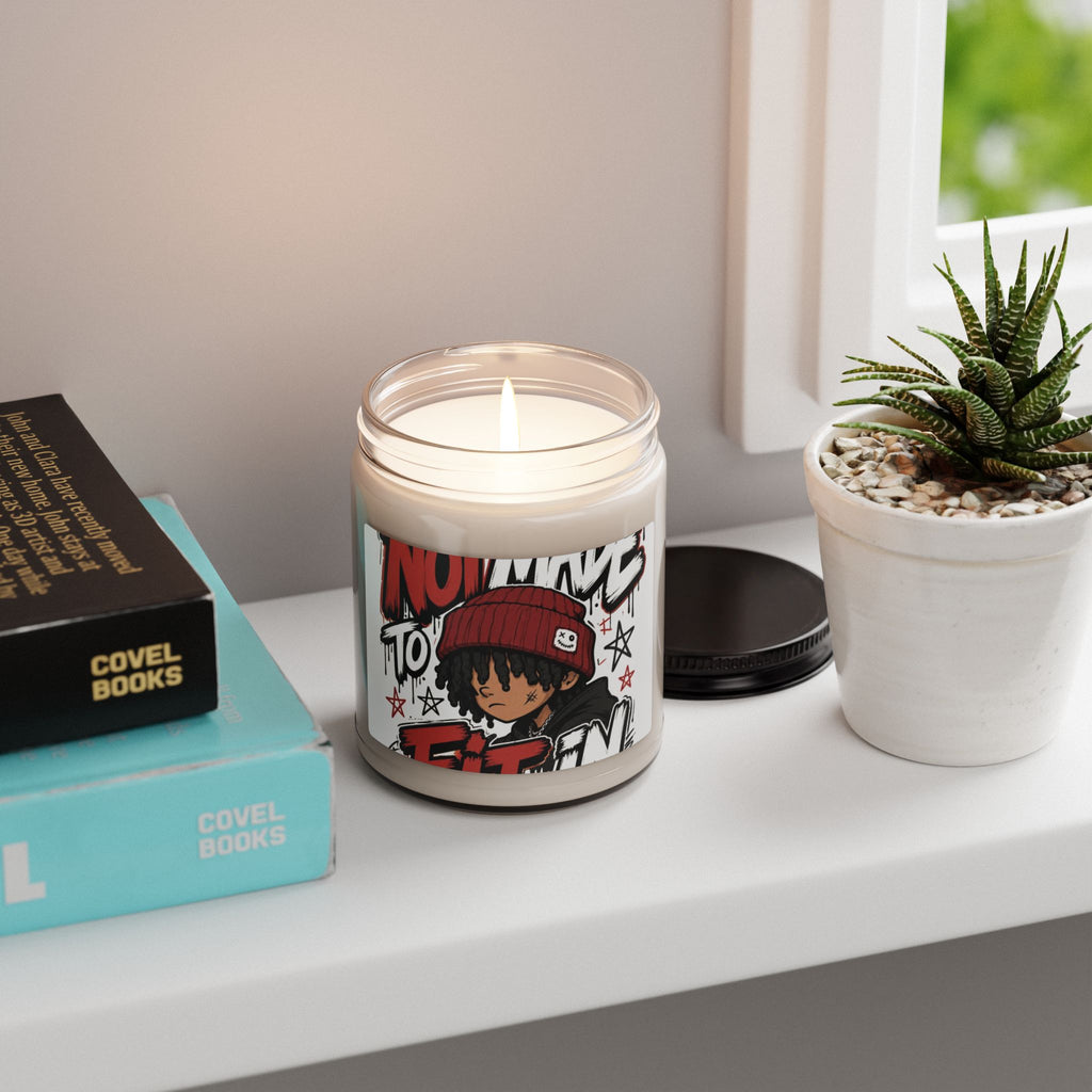 Soy Candle — "No Time to Fit In" Urban Cartoon Scented Candle, 9oz