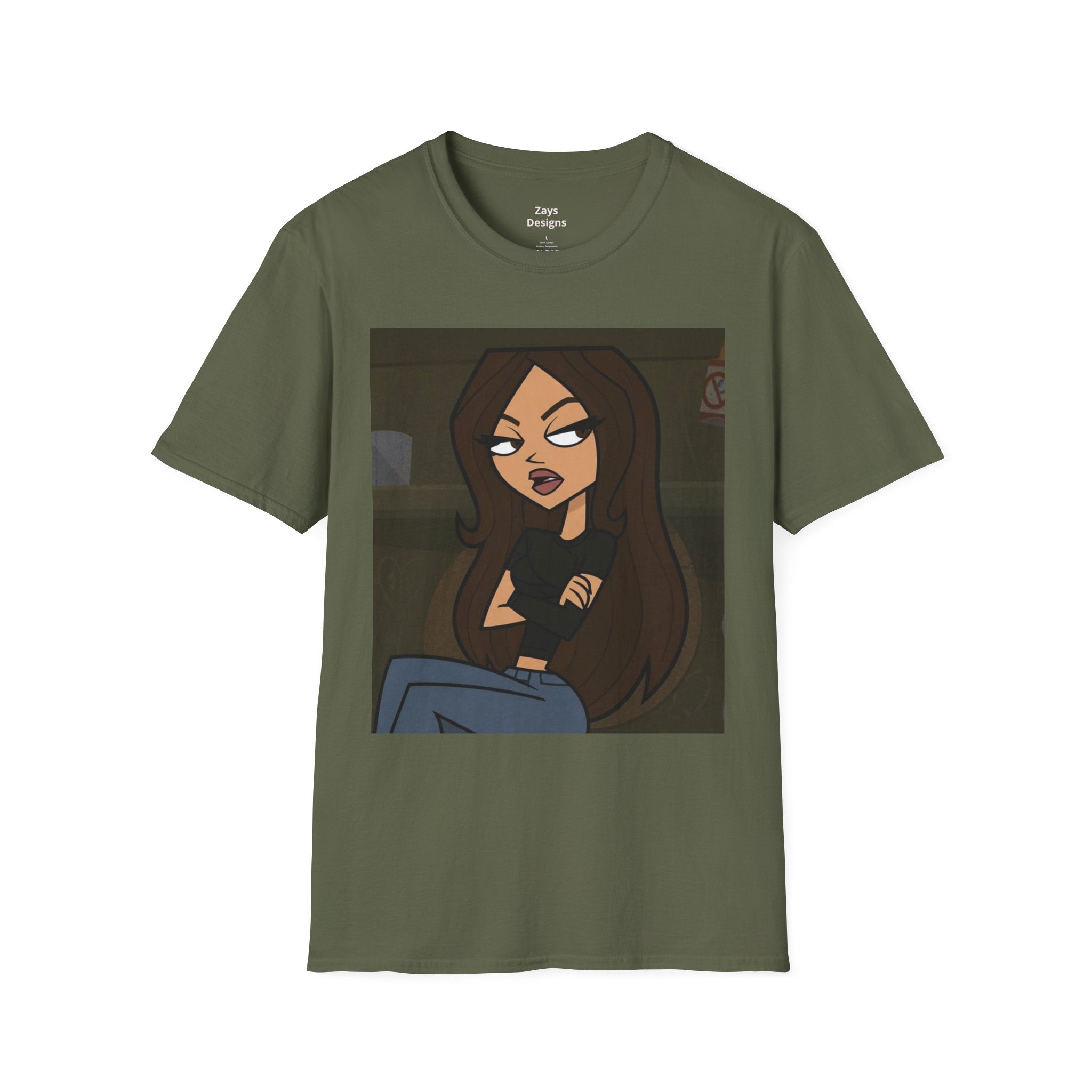 Edgy Cartoon Girl Graphic Tee — Attitude Illustration T-Shirt