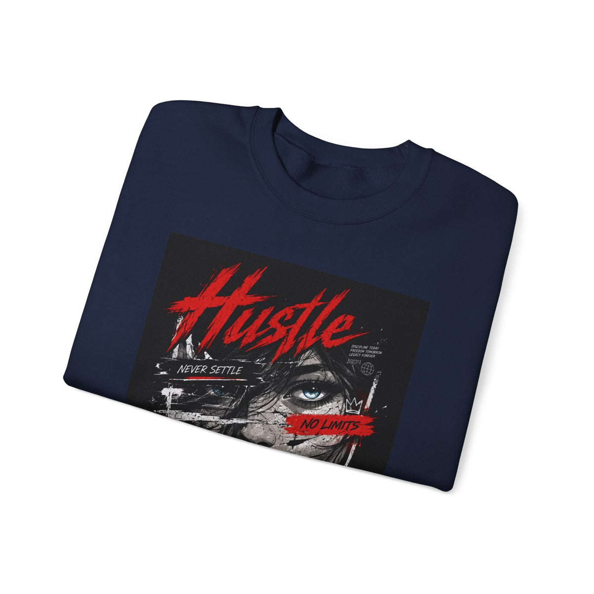 Crewneck Sweatshirt — 'Hustle' Graphic Streetwear Sweatshirt (Stay Grinding)
